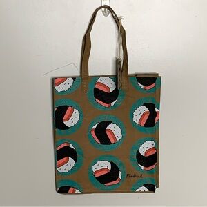 Spam Musubi Pattern Tote Bag Brown Teal Pink Foodland Hawaii Washable Reusable